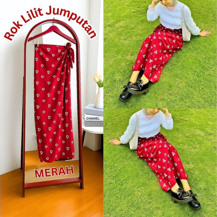 Rok LIlit Batik Jumputan Warna Maroon Dan Pilihan Warna Lainnya - Merah Pinky