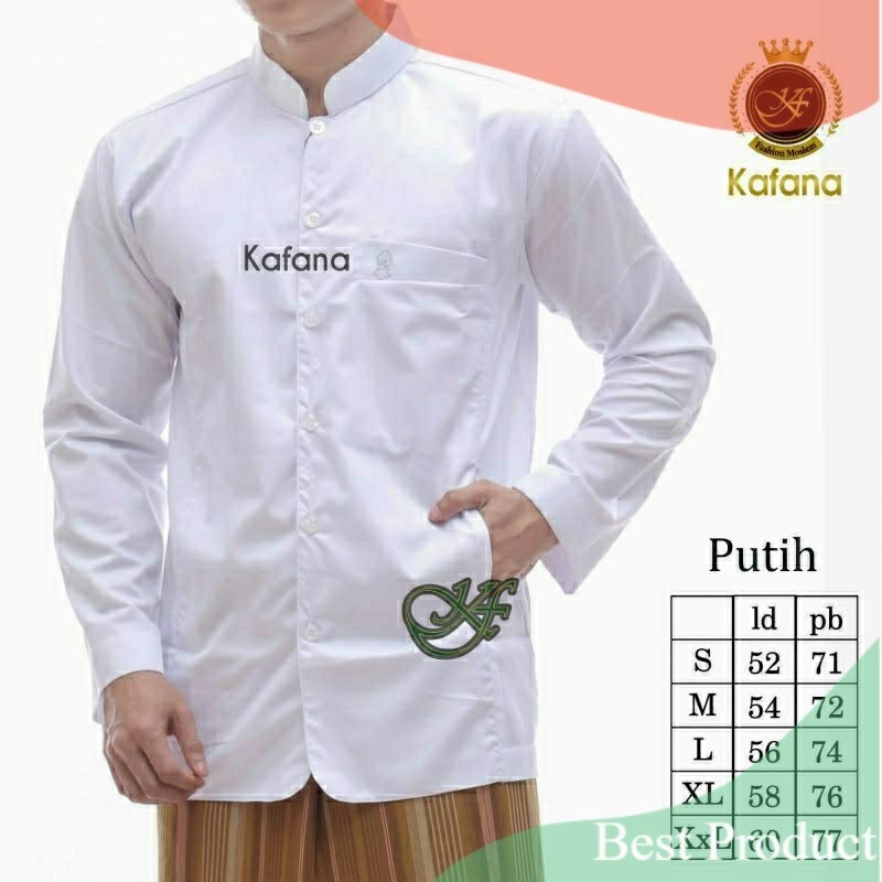 Koko Semi jas Kafana | Baju Koko Haibah Polos | Baju Koko Pria Lengan Panjang | Koko Terompah- pakai