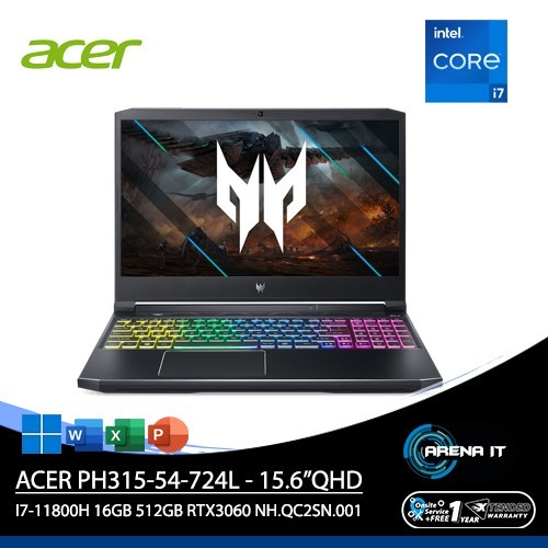 ACER PREDATOR 300 PH315-54-724L (15.6",i7-11800H,16GB,512GB,RTX3060)