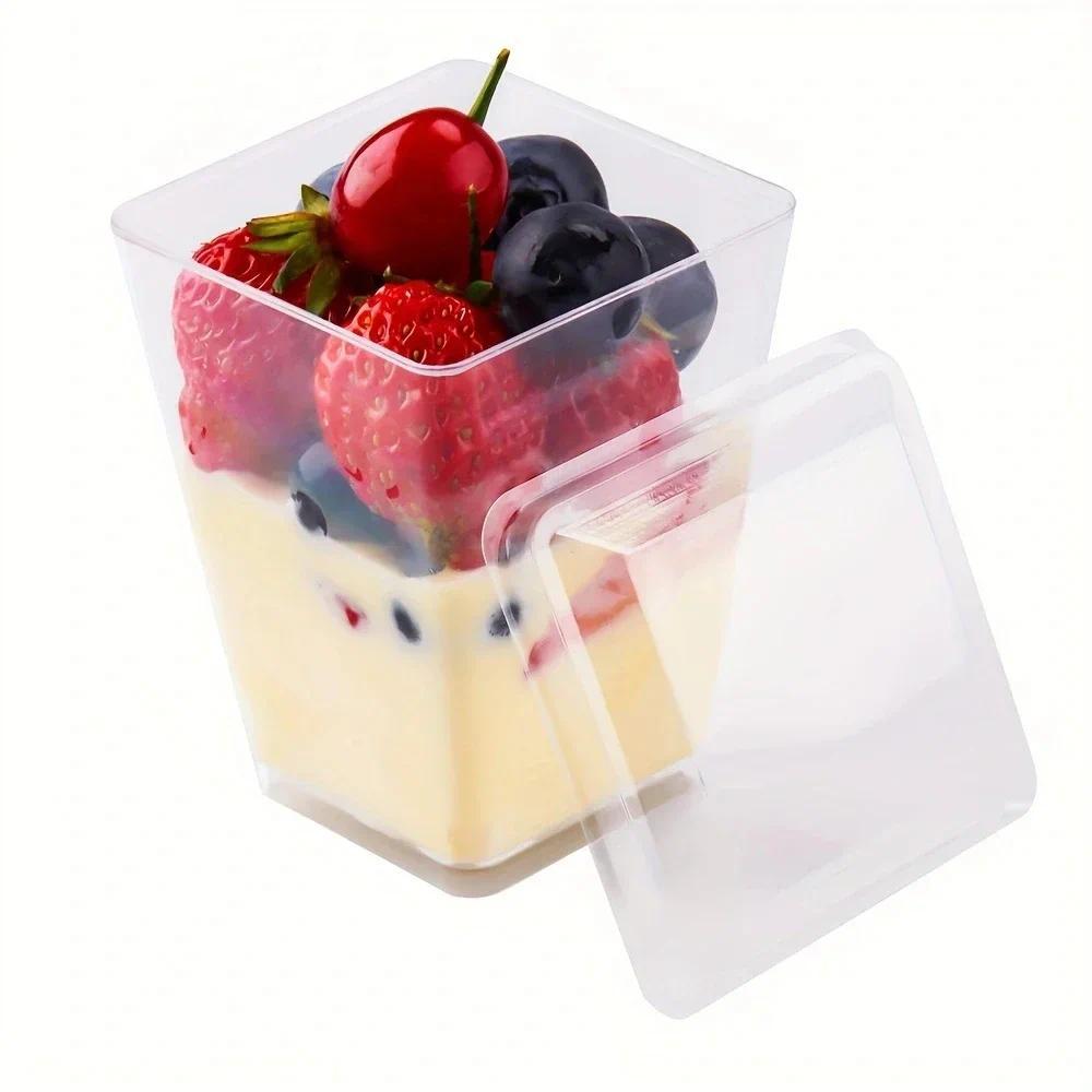 102030pcsNew sposable Plastic Mousse Cup Ladder Shaped Cup Pudng Dessert Cake Cup Appetizer Jelly Yo