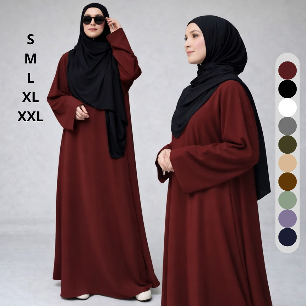 Maeksi Gamie Laiqa Abaya Turki polos Cutting Line A Wolpis Premium Ukuran S M L XL XXL Dress Syari