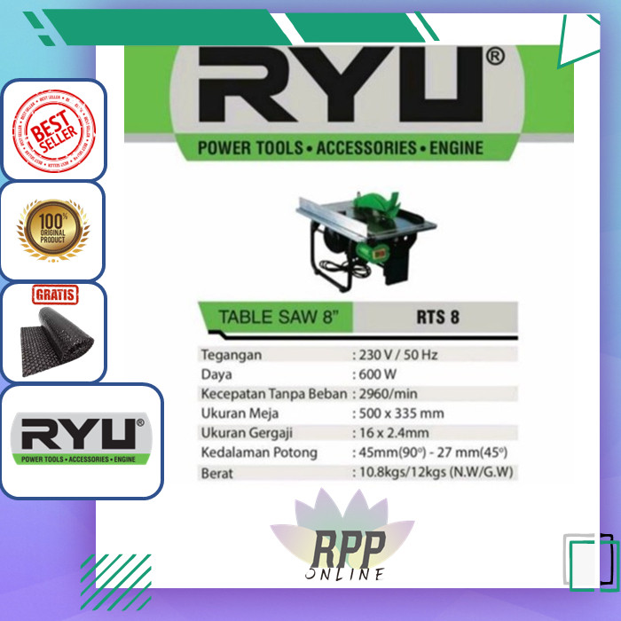 TABLE SAW RYU 8 INCH/Mesin Gergaji Meja Table Saw RTS 8'' RYU