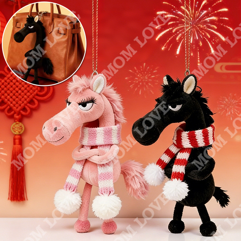 Gantungan Kunci Boneka Kuda Saddle Ponies Bag Charm Equestrian Plush Toy Doll Boneka Hoki Huat Plush