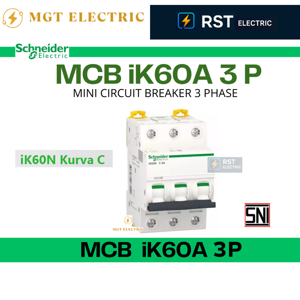 SCHNEIDER MCB 3PAS iK60N  / MCB 3P IK60N SAKLAR HITAM / MCB 3 PHASE