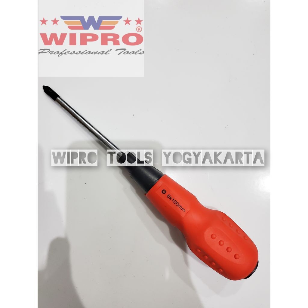 Wipro Obeng Soft Handle Karet Plus Minus 6 × 100MM ST6-100 / Obeng Handle Karet Wipro