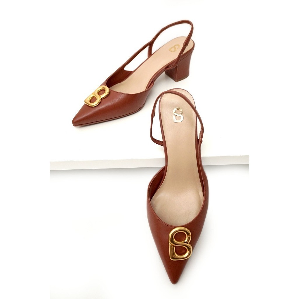 Buttonscarves Kylie Mid Heel Shoes - Caramel