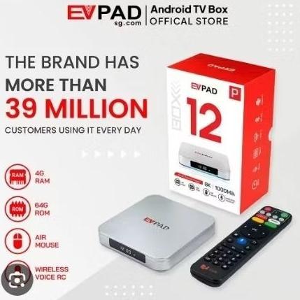 Android TV Box EVPAD 12P 12S 11P 11S 10P 10S 6P 6S RAM 4/64GB Free Channel Film Tanpa Iuran New BRAN