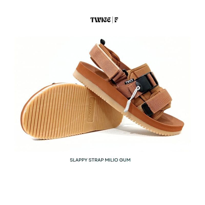 Custom TradeMark | TWICE SLAPPY STRAP MILIO GUM | Sandal Traveling Unisex | Sandal Pria Traveling | 