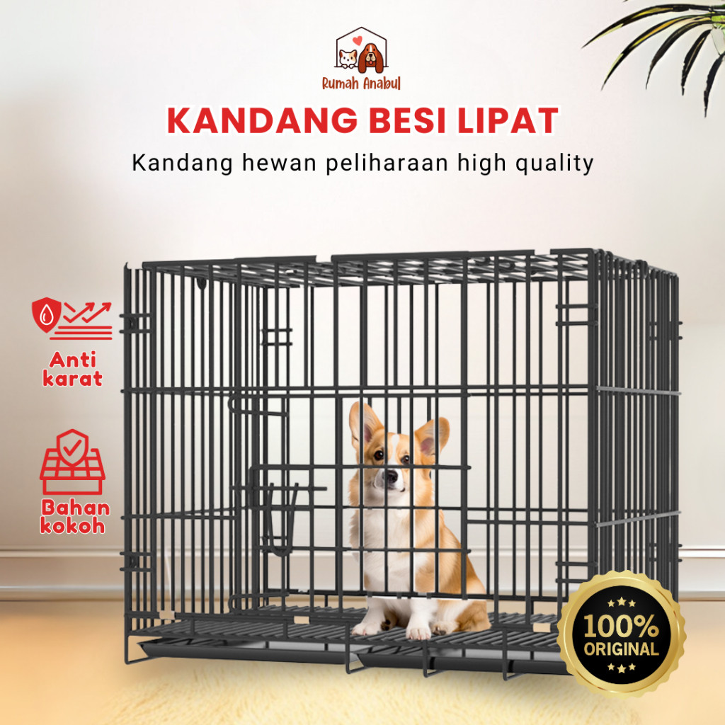 Kandang Besi Lipat Kucing Anjing Premium Anti Karat - Kandang Besi Kucing Anjing Jumbo Kandang Hewan