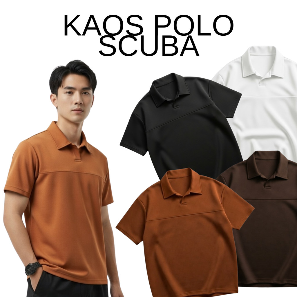 Kaos Polo Pria Scuba Premium | Polo Cowok Casual Rapi