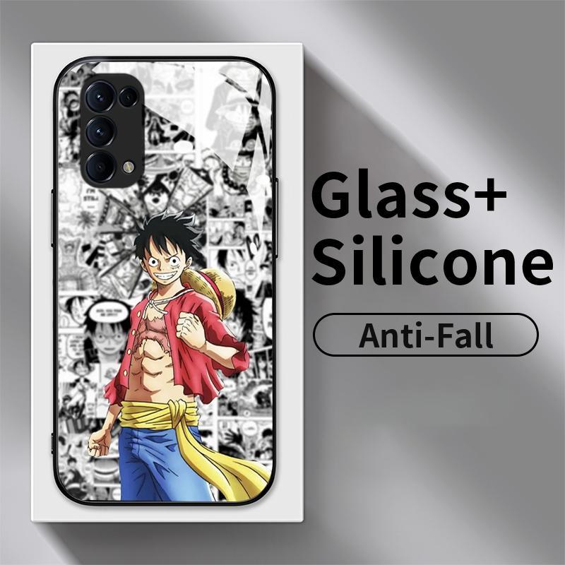 Kaca Glass Case OPPO Reno5 4G 5G F K Lite Reno2 Z Reno3 Reno4 Silikon Back Cover Unik One Piece Hard