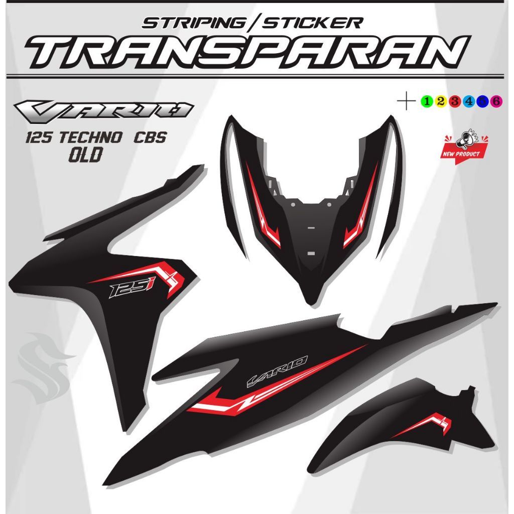 STICKER UV STRIPING TRANSPARAN MOTOR VARIO OLD 125 TECHNO POLET MOTOR
