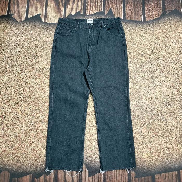 celana panjang jeans dark washed denim COMMA SHOP celana unfinished korean style casual murah bagus 