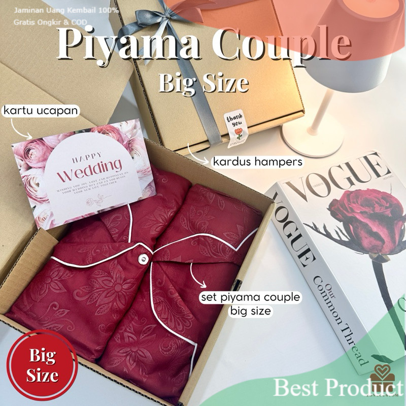 Hampers Wedding Piyama Couple Bigsize Set | Piyama Couple Jumbo |  Kado Pernikahan | Anniversary Pas