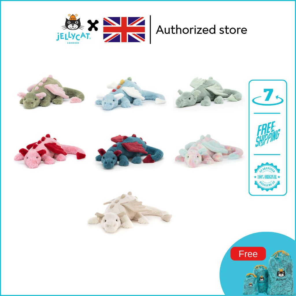 Jelly@cat Snow Lazuna Dragon Plush Toy | Soft Stuffed Animal | Large Size 50cm 66cm | Gift Doll Bone