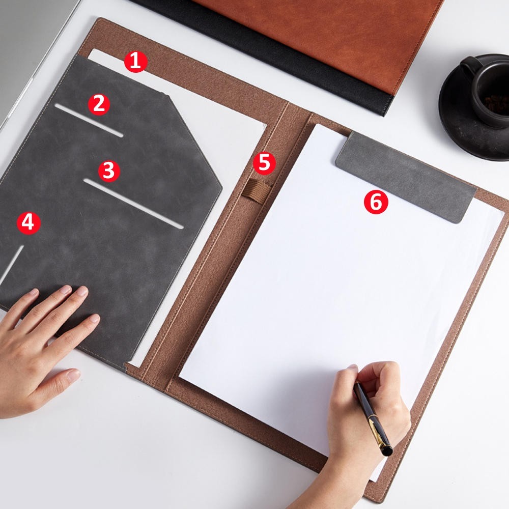 Leather Multifunctional A4 Conference Folder Business Stationery Folder Contract File Folders Organi