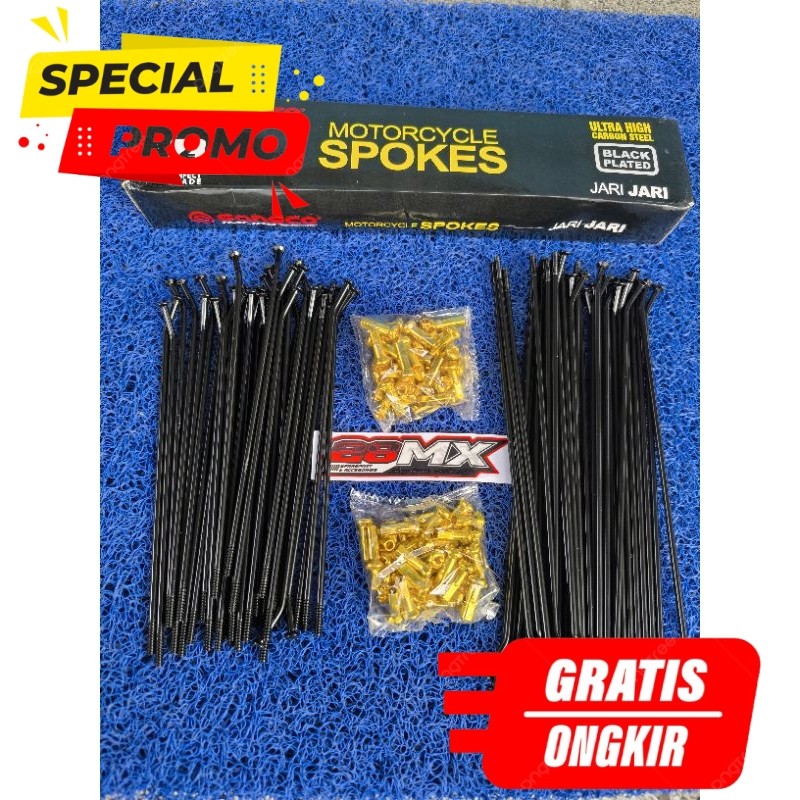 Jari Jari Velg SUNSCO Hitam Gold Ring 16 19 Set Depan Belakang KLX 150