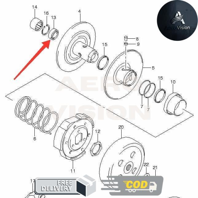 AeroVision- 09262-15035-000 Bearing Shaft As Drive Luar Pulley CVT Suzuki Skywave 125 Original