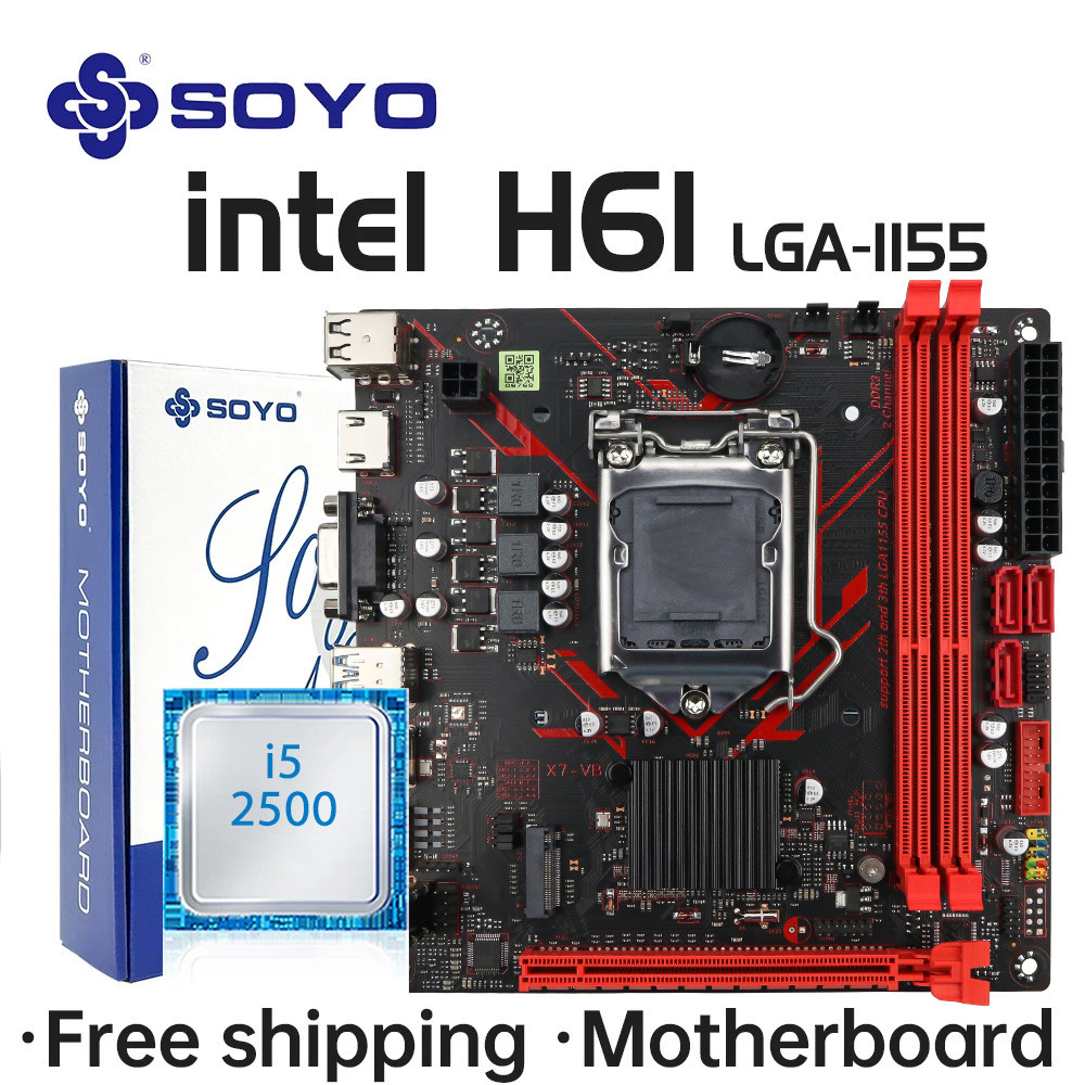 SOYO H61 Gaming Motherboard Kit with Intel  LGA1155 CPU i5 2500 DDR3 Memory M.2 SATA Desktop Compute