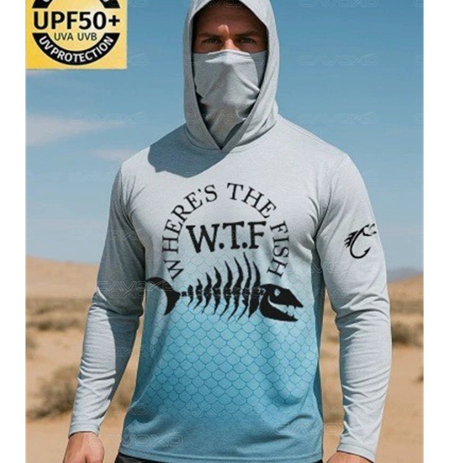 Men's ice silk sunscreen quick-dry breathable fishing suit with face mask for Taiwan fishing, sea fi