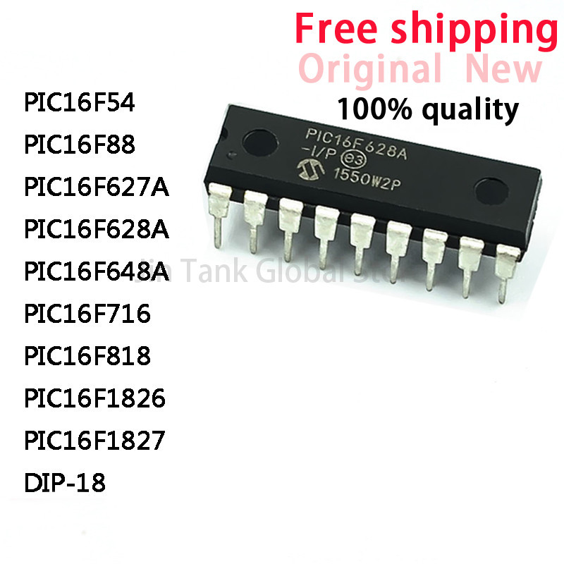 5Pcs PIC16F54 PIC16F88 PIC16F627A PIC16F628A PIC16F648A PIC16F716 PIC16F818 PIC16F1826 PIC16F1827 -I