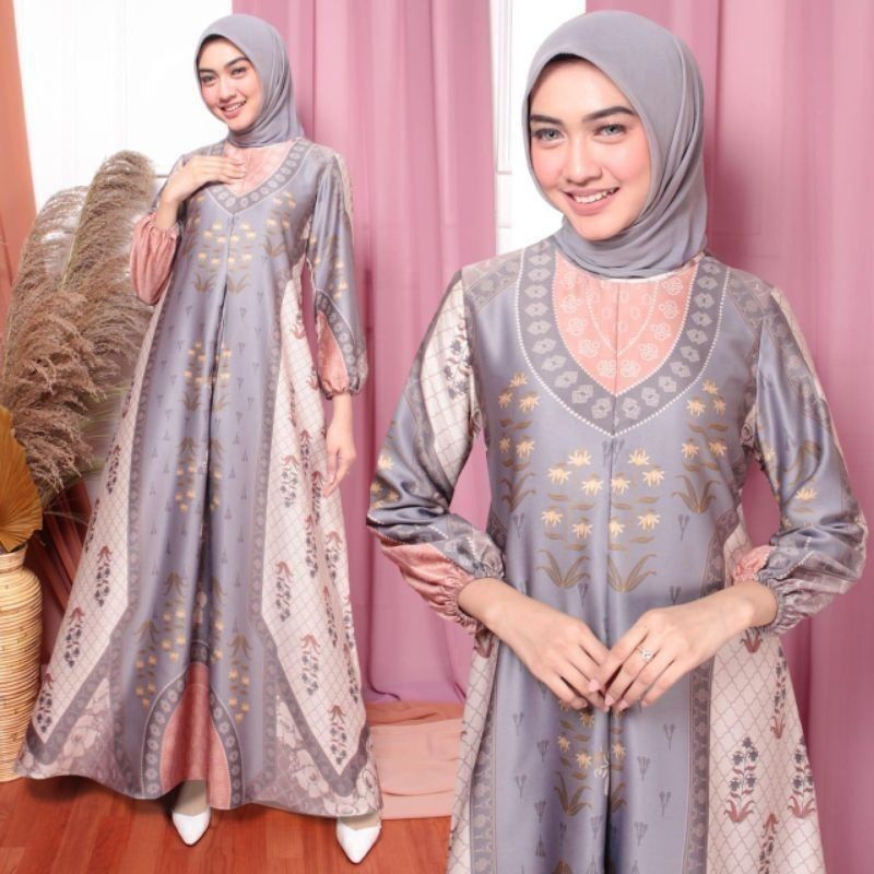 gamis wanita terbaru modern promo jumbo ready gamis DIOR SILK PREMIUM busui
