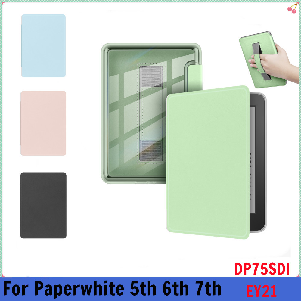 For Kindle Paperwhite 7th 6th 5th Generation Case 6 Inch PU Leather Clear Case HandStrap DP75S EY21 