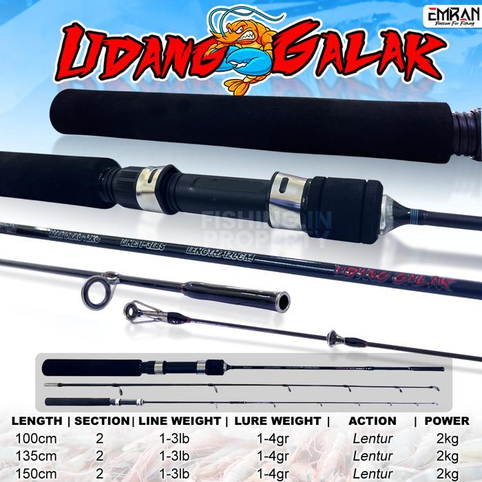 Joran Pancing Udang Galak Fiber Solid Warna COD - Hitam, 100cm