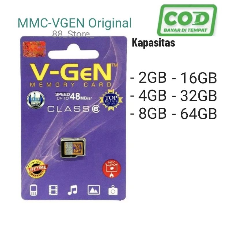 Micro SD V-GeN 64GB Class 6 Memory Card 32GB V-Gen Original
