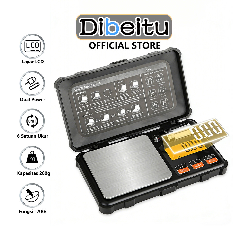 Timbangan Emas Mini Digital Ori 200gr Pocket Scale 0.01g Timbangan Elektronik Daun Teh Portabel