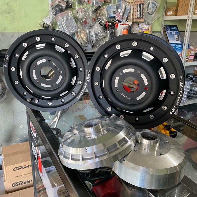 Uvo ufo rally GS garasi scooter velg modular lengkap tromol tinggal pasang
