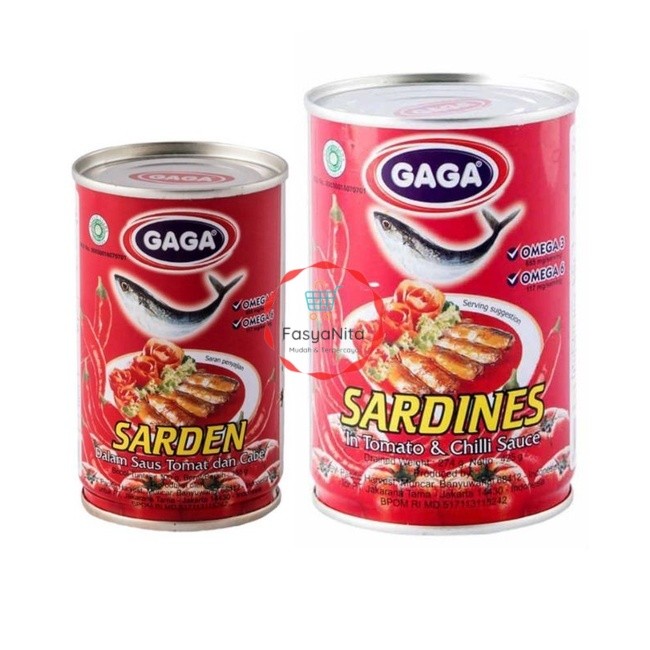 (instant saja) Gaga Sardines tomato chili sauce sarden kaleng besar kecil - Fasyanita Online Fresh M