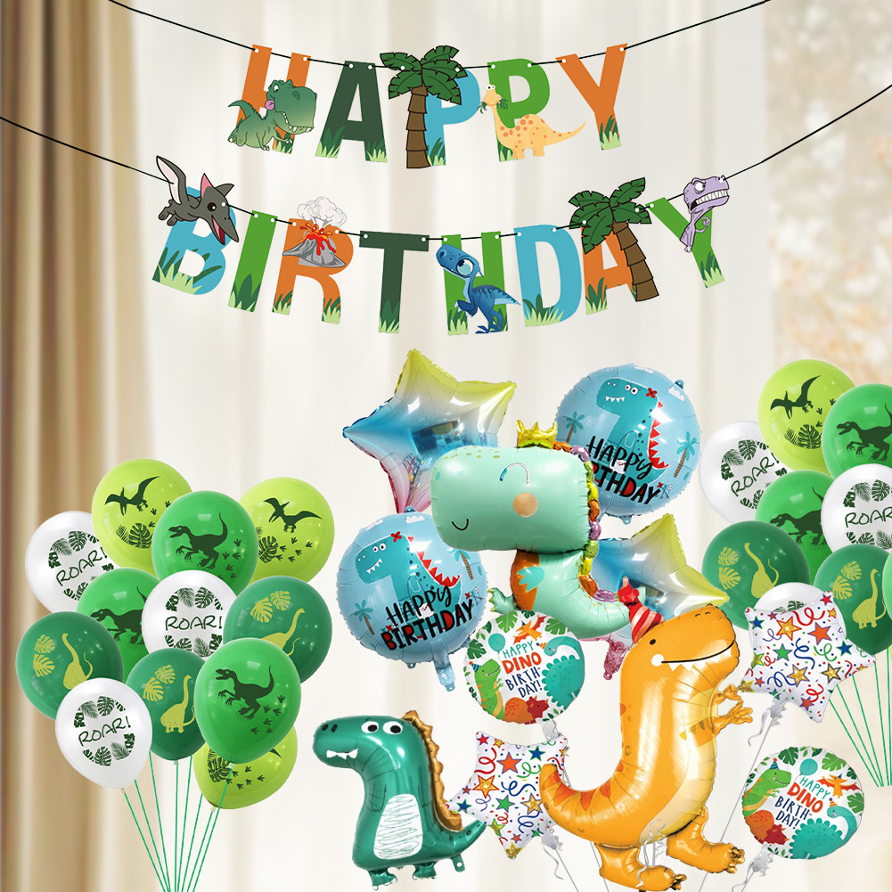 Set Balon Pesta Anak Tema Dinosaurus DIY Kreatif Ulang Tahun