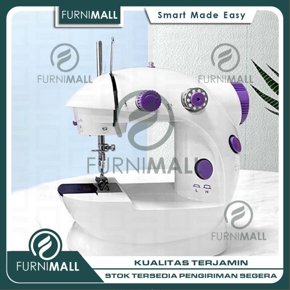 FURNIMALL Mesin Jahit Plus Meja Portable Multifungsi Menjahit Baju & Kain Dilengkapi Lampu Pola Mesi