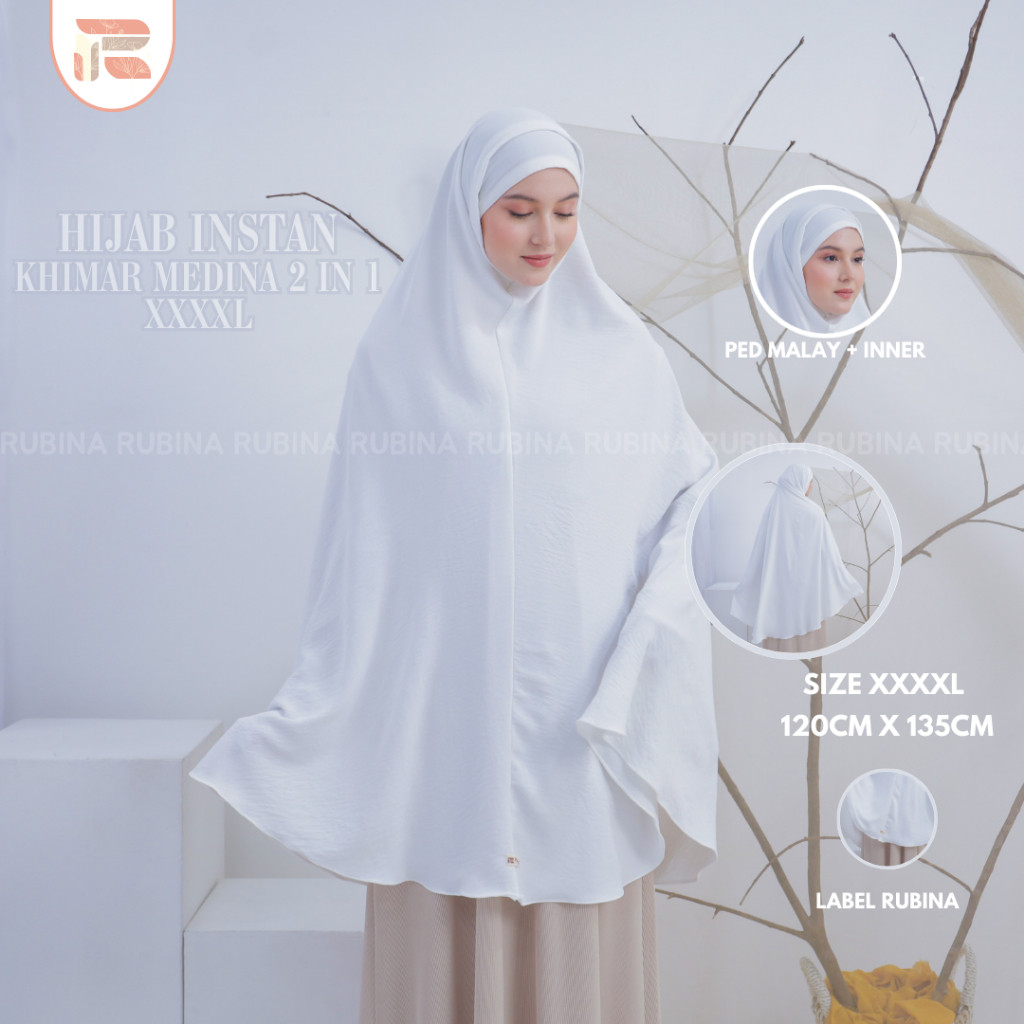Khimar Medina Super Jumbo soft Pet Malay & Inner Crinkle Airflow XXXXL Syar'i/Bergo umroh & haji 4L