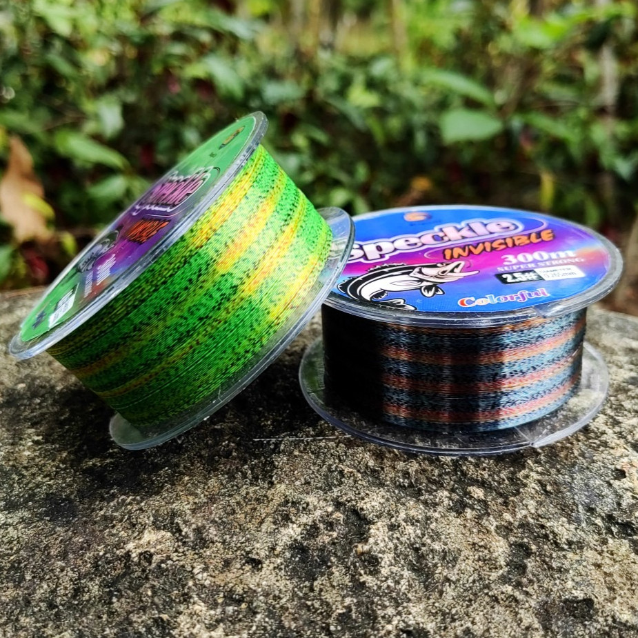 Senar Pancing Nilon Speckle Biru Kehijauan 300m Efek Siluman Kamuflase Air Kekuatan 1.7kg 21kg Lembu