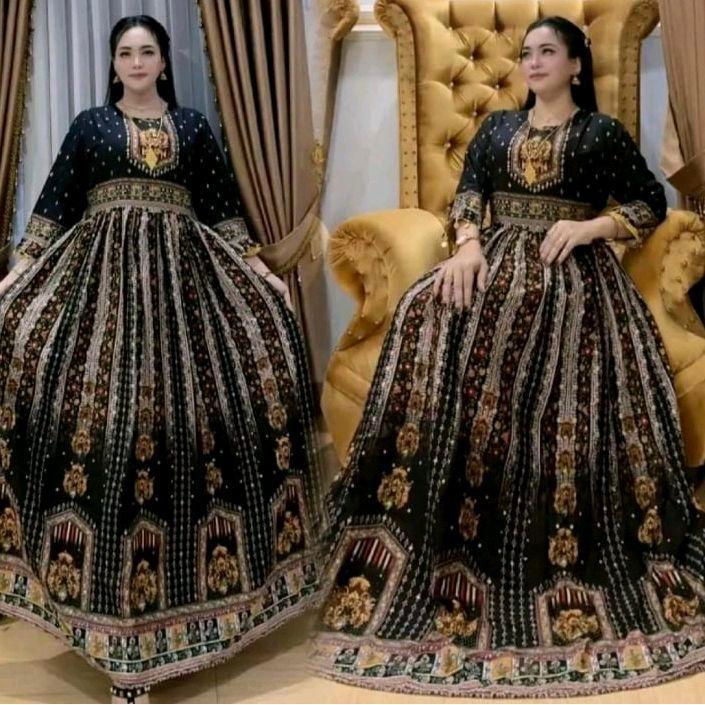 Gaya pakaian wanita gamis Hindi Pelakor Standar Jumbo rayon pre miyum motif depan bawah mayung LD 11