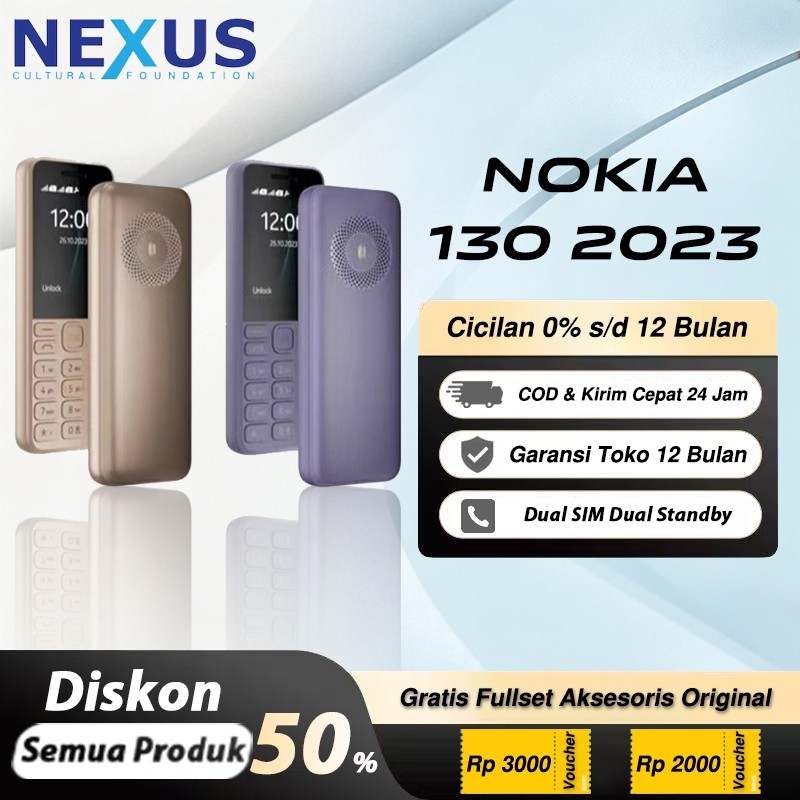 Nokia 130 2023 Dual SIM Tahan Air Sinyal Kuat HP Jadul Baru Original Fullset Garansi 1 Tahun Murah