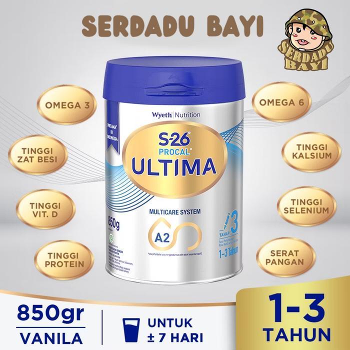 Wyeth Nutrition S26 Procal Ultima Tahap 3 1-3 Tahun 850 gram Susu Pertumbuhan A2 Protein Omega 3 6 T