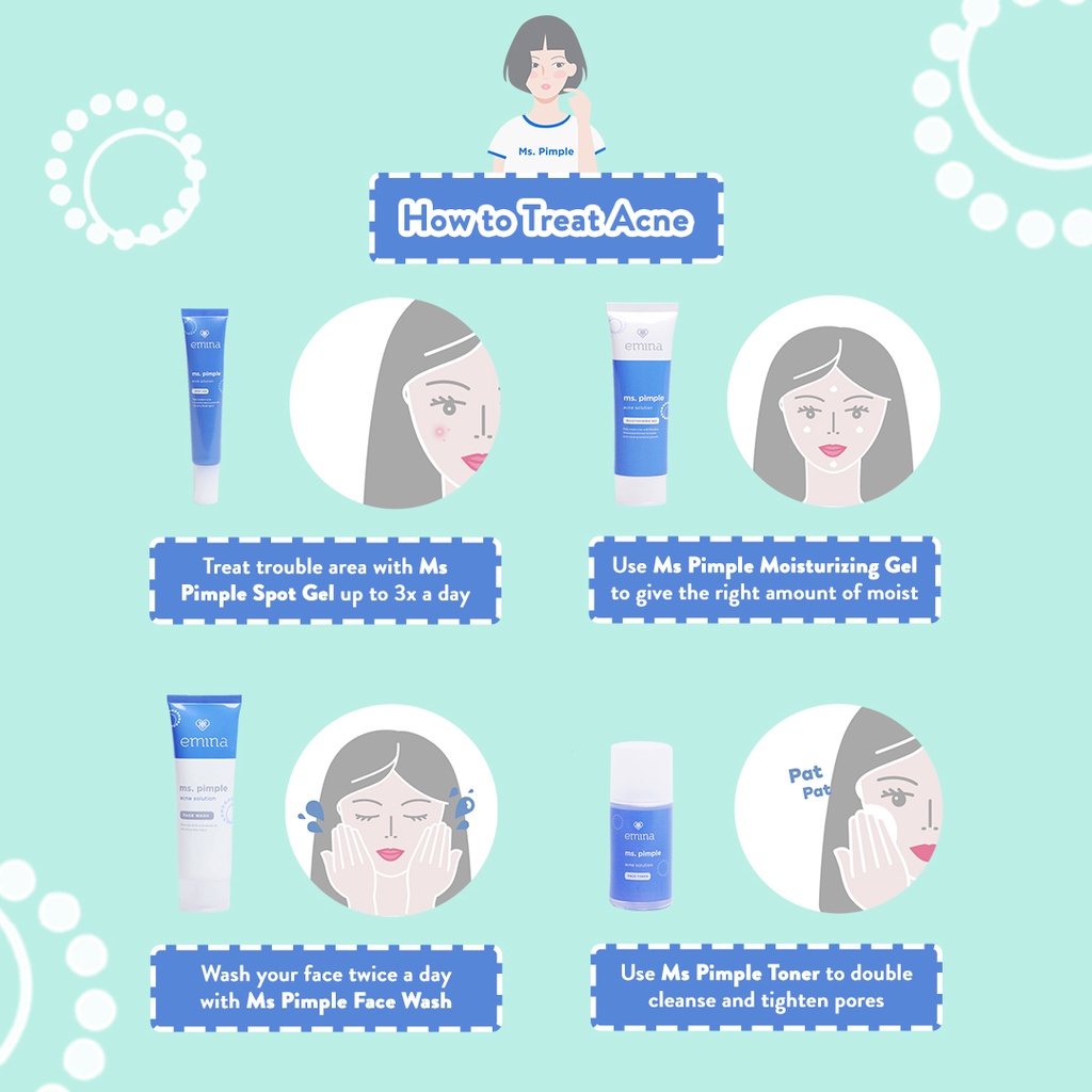 Emina Ms Pimple Starter Pack (Face Wash, Moist Gel, Spot Gel, Toner) - Paket Perawatan Skincare Lengkap Atasi Jerawat