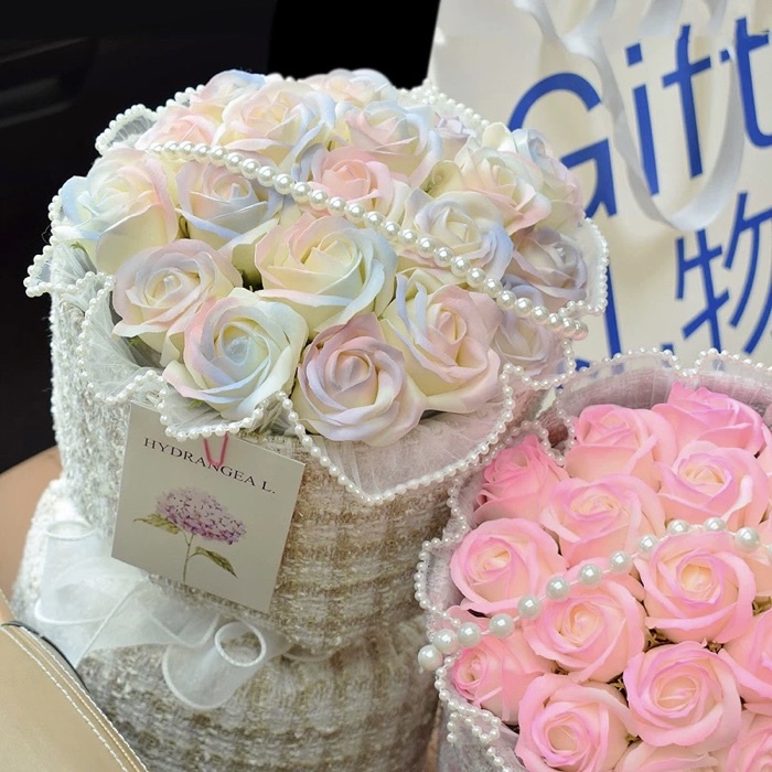 21 Pcs Bunga Sabun Buatan Rose Flower Head Decor Flower Dengan Lampu Led Penting Buket Pernikahan Hari Valentine