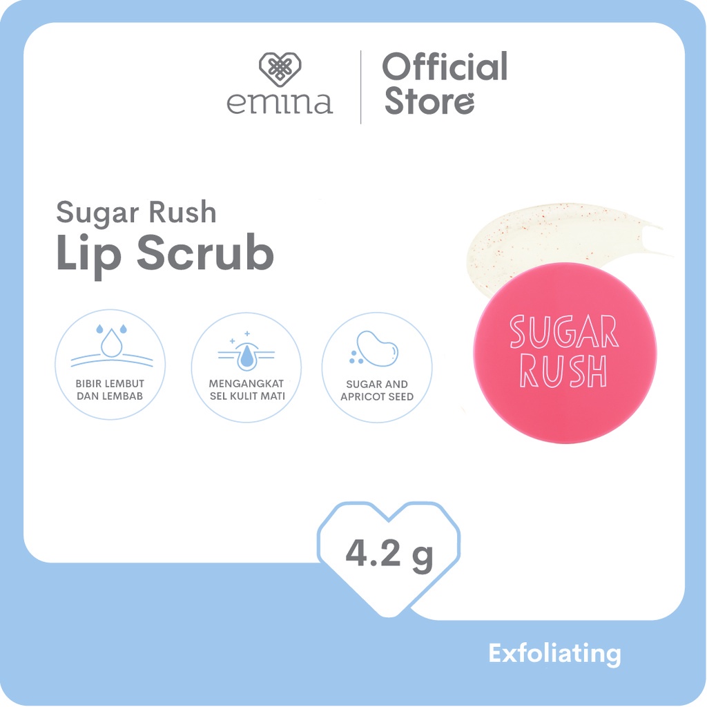 Emina Sugar Rush Lip Scrub 4.2 g - Scrub Eksfoliasi Bibir Melembabkan Image 3