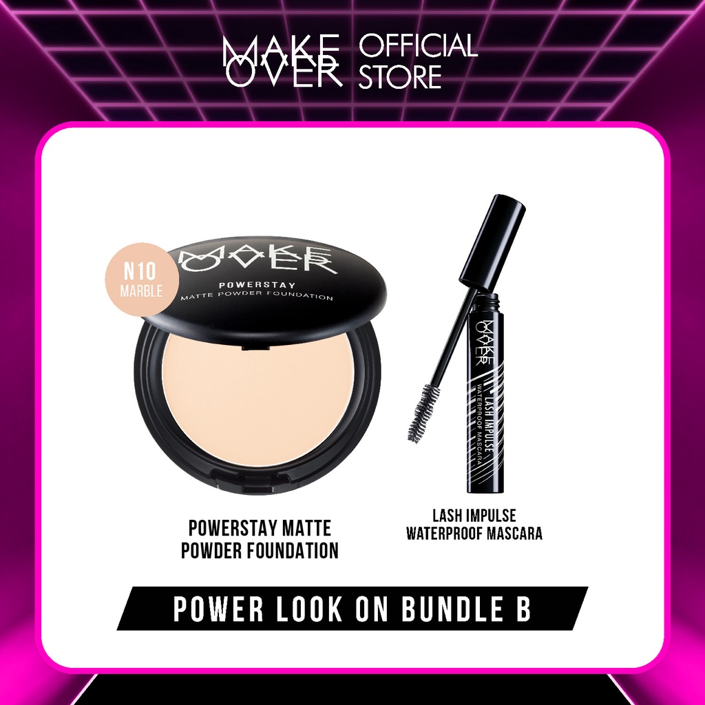 Make Over Smooth Complexion Statement Eyes : Powerstay Matte Powder Foundation, Lash Impulse Waterproof Mascara