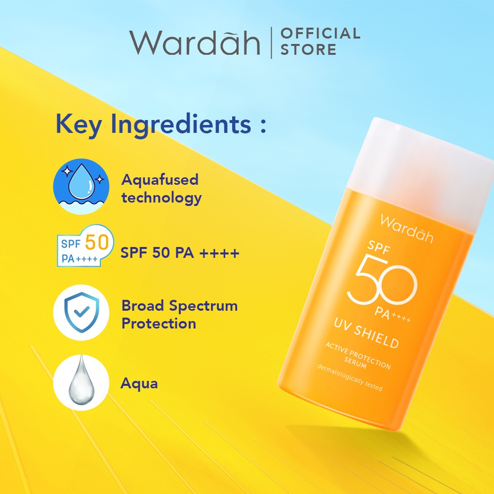6. Wardah UV Shield Active Protection Serum SPF 50 PA++++ - rekomendasi Sunscreen Wardah Untuk Kulit Berminyak 