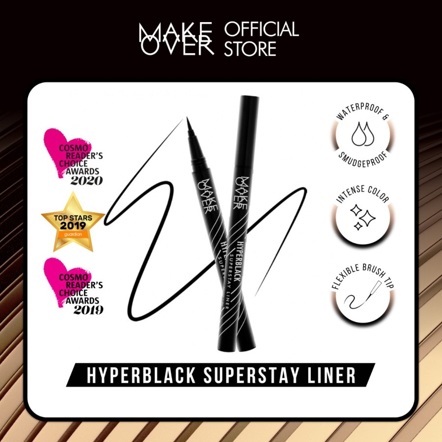 Make Over 24H Iconic &amp; Flawless Base :   Powerstay 24H Weightless Liquid Foundation, Hyperblack Superstay Liner