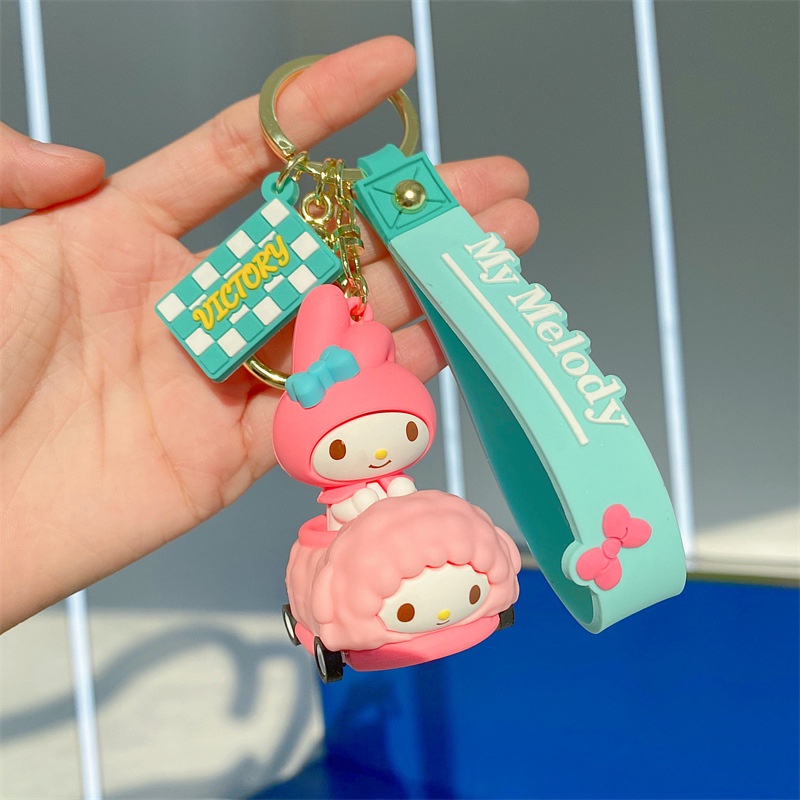 Kuromi My Melody Keychain Cartoon PVC Figure Toys Cinnamonroll Keyrings Bag Pendant Gifts