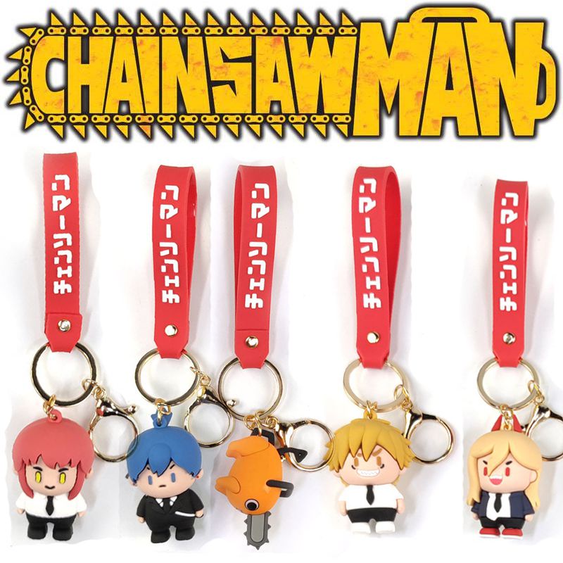 Mainan Gantungan Kunci Chainsaw Man Unisex Pochita Denji Ornamen Kartun