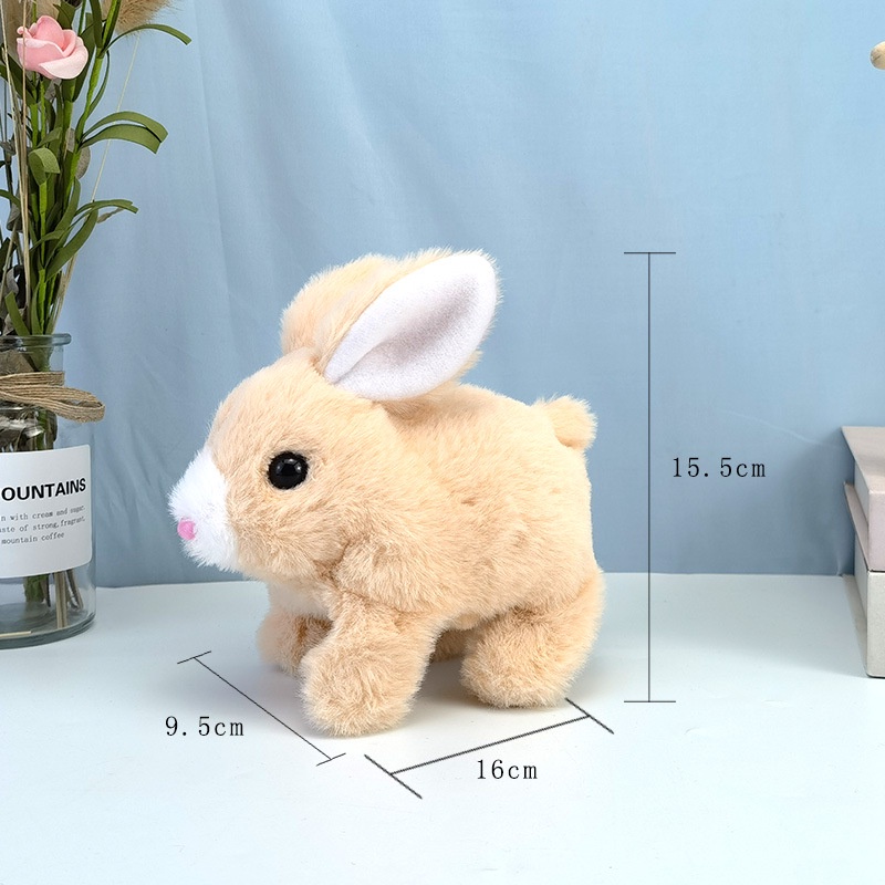 15.5 cm Elektronik Kelinci Mainan Mewah Simulasi Bunny Walk Kulit Kayu Boneka Anak Hadiah Edukasi