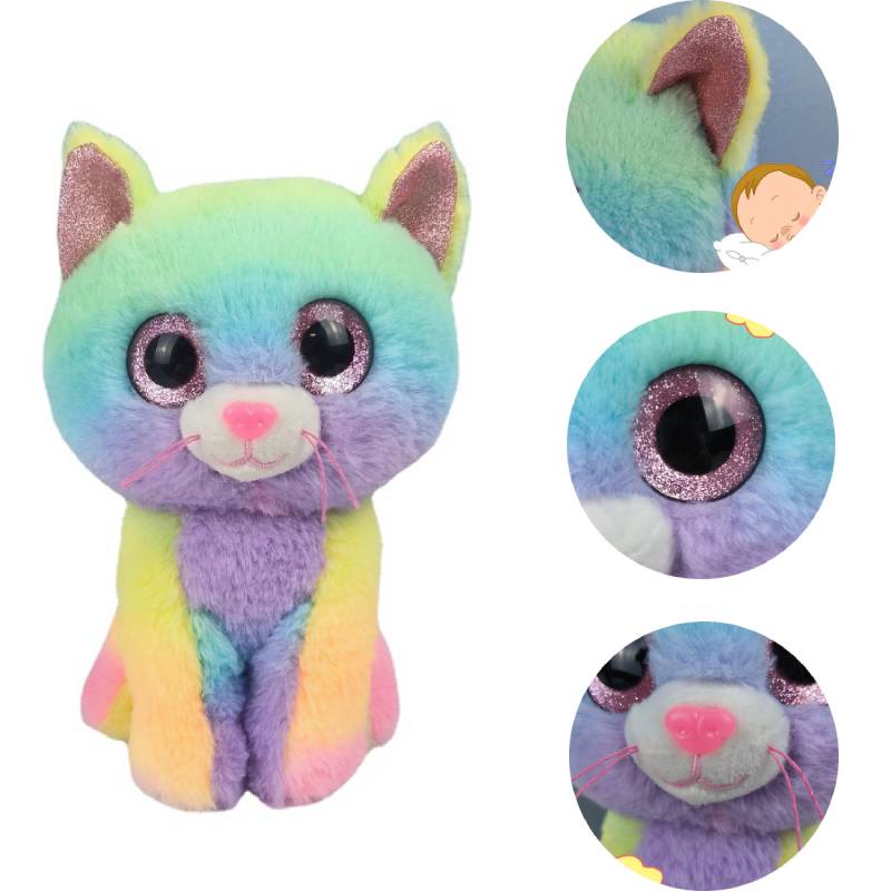 Cassidy Mainan Plush Kucing Pelangi Boneka Binatang Lucu Dan Cuddly Untuk Anak