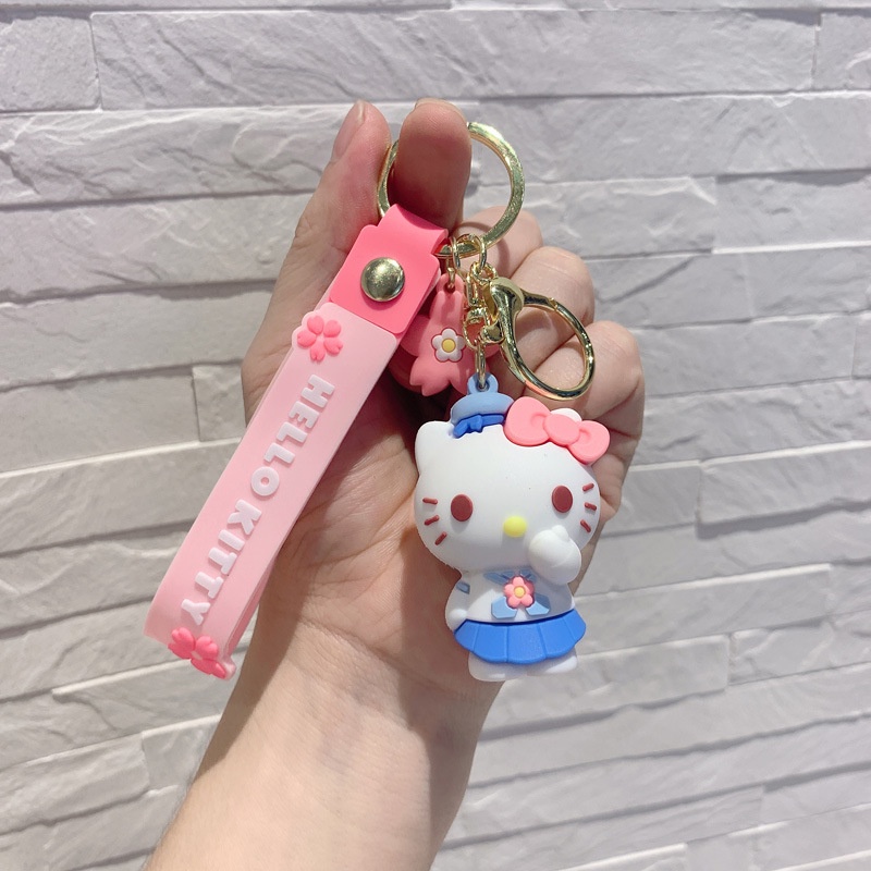 New Kawaii Sanrio Kuromi Sakura Cherry Blossom Cinnamonroll Melody Kitty Keychain Pendant Gift